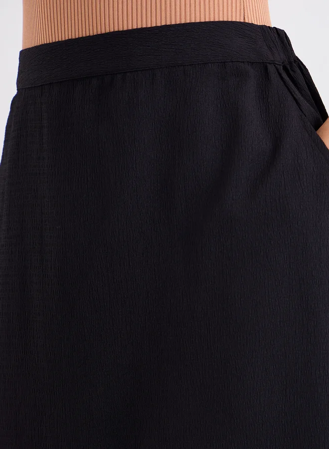 Styli Plain Maxi Skirt with Side Slit Detail