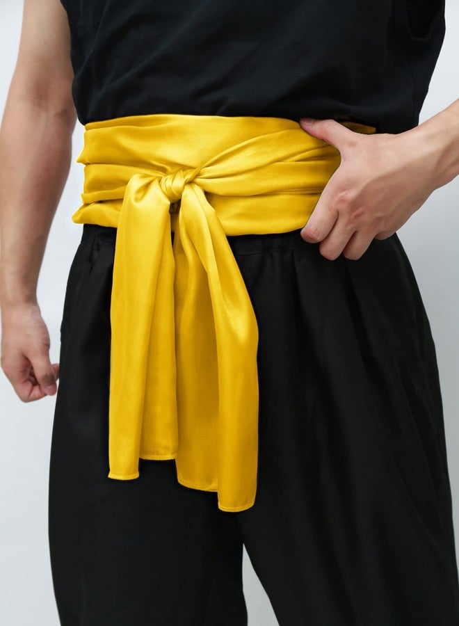 C-ZOFEK Karate Sash Kung Fu Suit Satin Waist Belt 2 PCS 126" *13" for Pirate Cosplay Anime Accessories (Yellow+Org) - Image 3