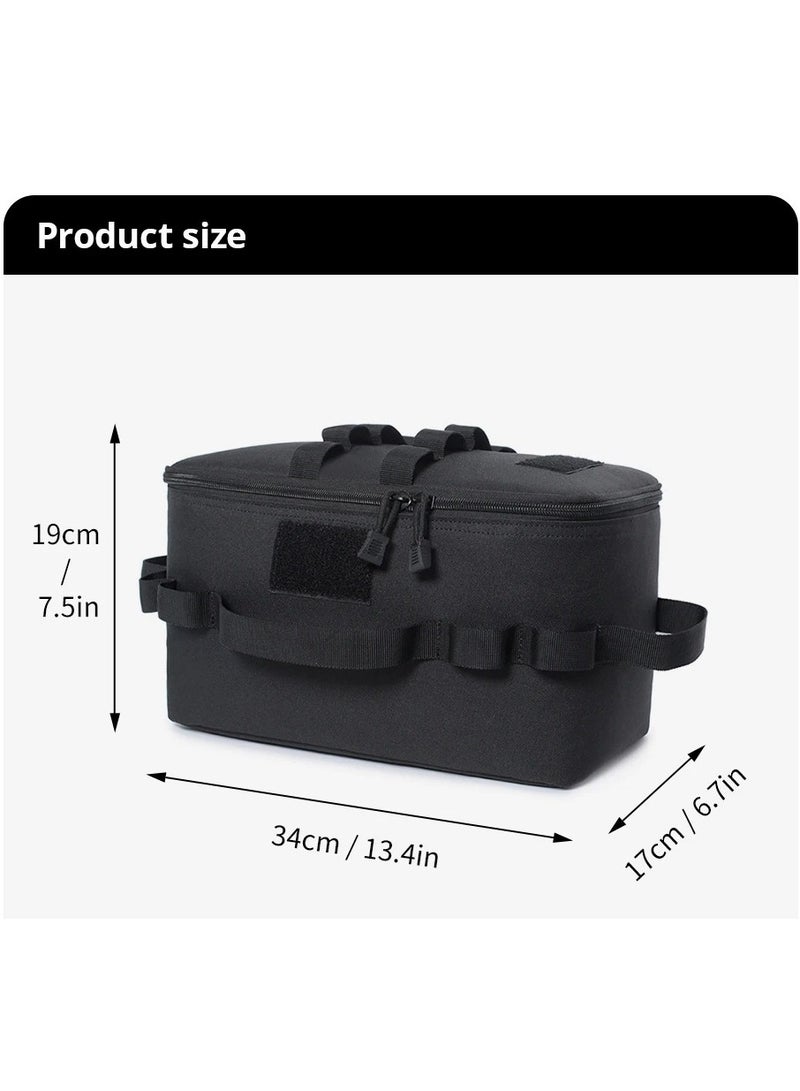 HUMJO Outdoor Camping Storage Bag 11L-Removable and Adjustable Storage Space Tool Bag,Durable Carry Sack for Picnic, Lamps, Canister, and Pots,Portable Camping Food Container Storage Handbag-Black,13.4x6.7x7.5inch - Image 5