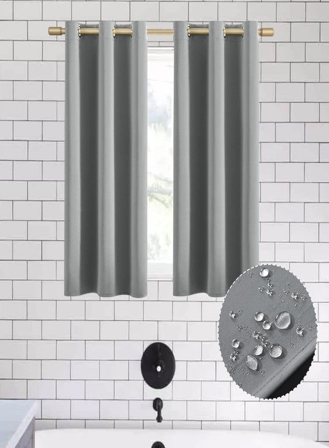 XTMYI Short Curtains for Bathroom Window,48 Inch Length Waterproof Blinds for Shower Window,2 Panels,Light Grey - Image 4
