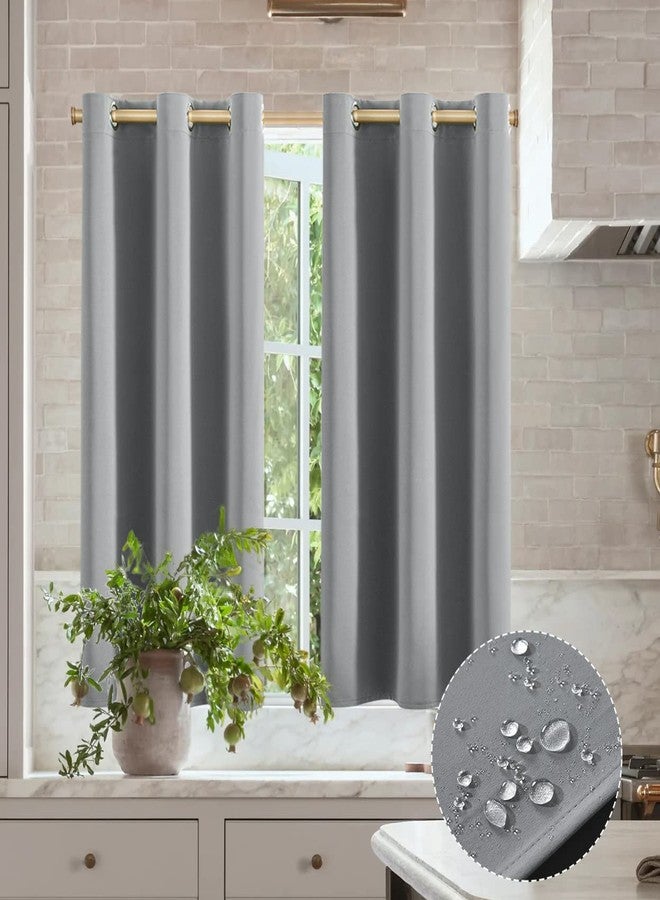 XTMYI Short Curtains for Bathroom Window,48 Inch Length Waterproof Blinds for Shower Window,2 Panels,Light Grey - Image 2