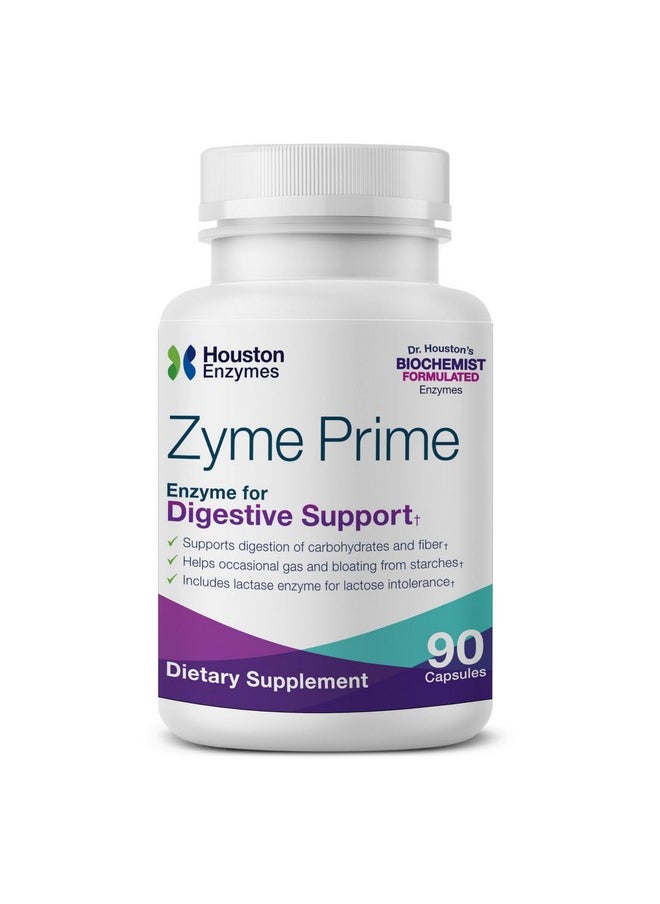 هيوستن إنزايمز كبسولات Zyme Prime 90 تم تركيبها بشكل احترافي لدعم هضم الكربوهيدرات والدهون المعززة باللاكتاز لعلاج عدم تحمل اللاكتوز ويساعد في تخفيف الغازات والانتفاخ  - Image 1