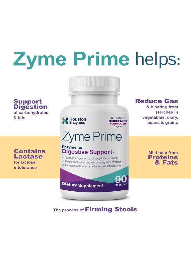 هيوستن إنزايمز كبسولات Zyme Prime 90 تم تركيبها بشكل احترافي لدعم هضم الكربوهيدرات والدهون المعززة باللاكتاز لعلاج عدم تحمل اللاكتوز ويساعد في تخفيف الغازات والانتفاخ  - Image 4