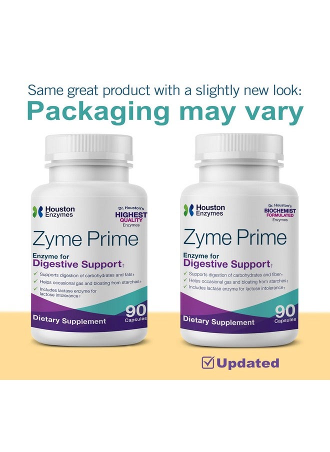 هيوستن إنزايمز كبسولات Zyme Prime 90 تم تركيبها بشكل احترافي لدعم هضم الكربوهيدرات والدهون المعززة باللاكتاز لعلاج عدم تحمل اللاكتوز ويساعد في تخفيف الغازات والانتفاخ  - Image 2