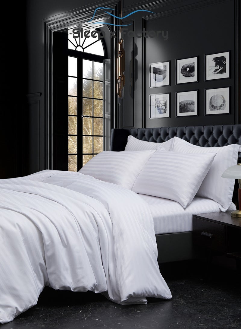Sleep x Factory Ultimate Hotel Luxury Bedding Bundle – 14 cm Mattress Topper, Striped Comforter Set, 2 Cotton Pillows & Summer Vibes Room Fragrance - Image 4