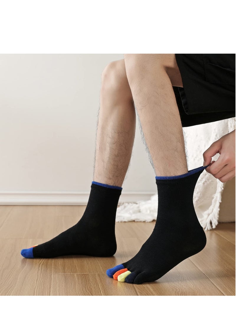 Barakah Mens Toe Socks Running Five Finger Socks Mini Crew Sport Cotton Socks, 3/4/5 Pairs - Image 3