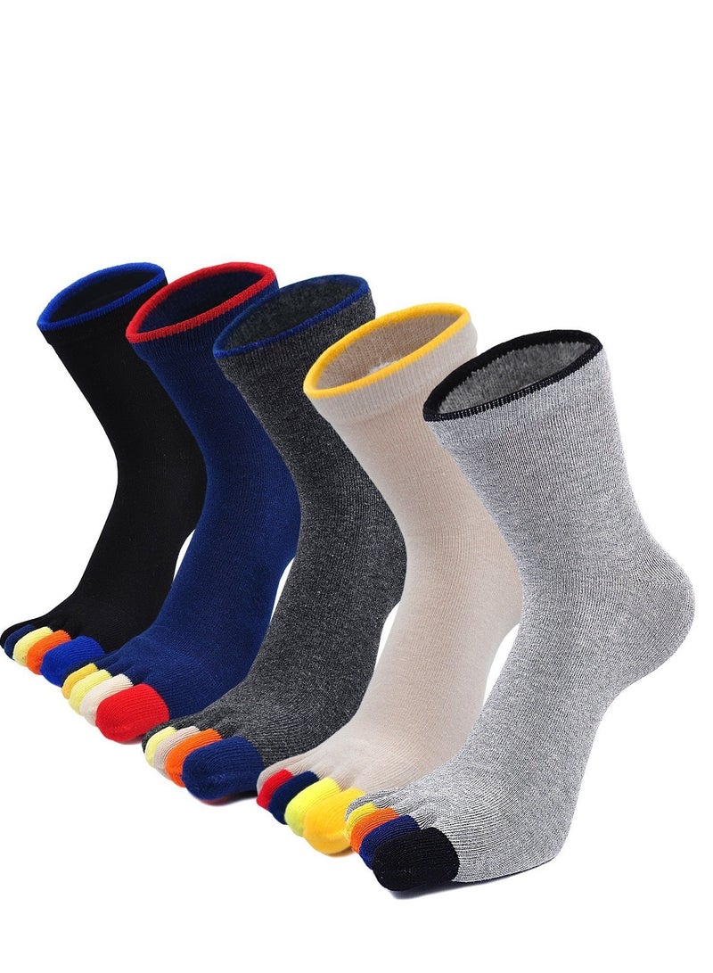 Barakah Mens Toe Socks Running Five Finger Socks Mini Crew Sport Cotton Socks, 3/4/5 Pairs - Image 1