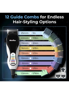 Mueller Mueller Ultragroom Professional Hair Clippers for Men with Colored Design, Hair Trimmer for Men, 12 Guide Combs, Trimmer for Hair, Beards, Head, Body, and Face  - Image 4