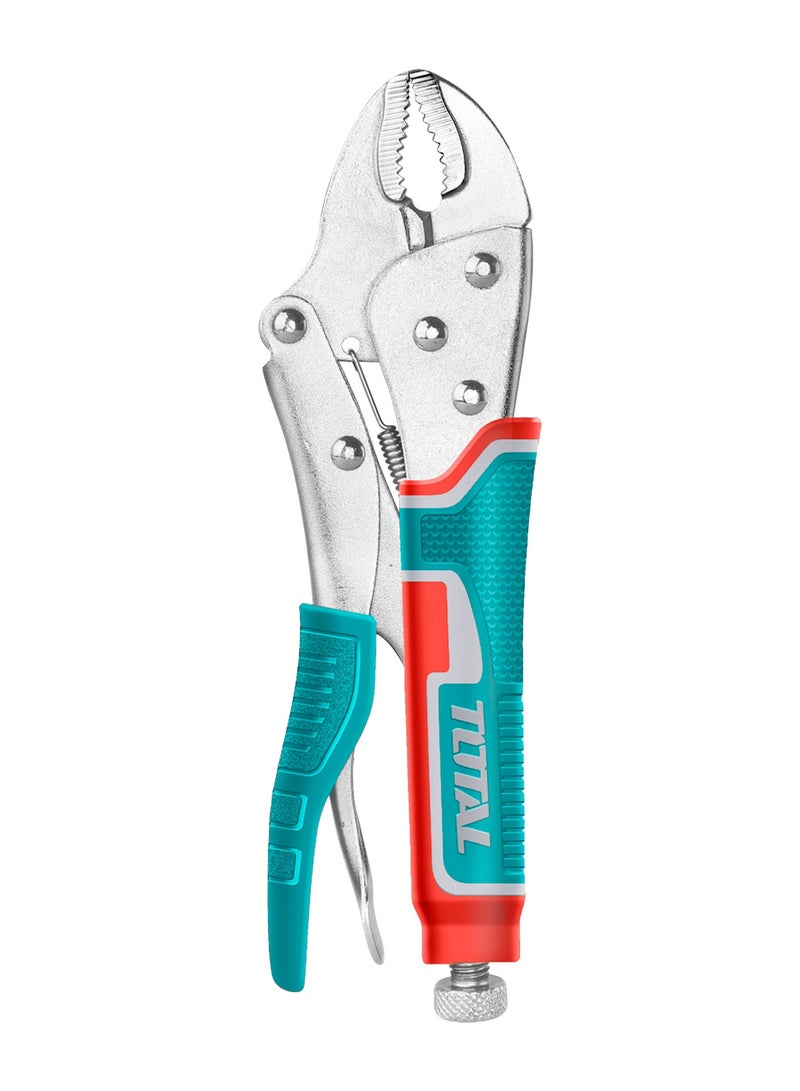 TOTAL Professional 7-Inch Curved Jaw Locking Pliers, Carbon Steel, Nickel Plated Finish, HRC38-48 Hardened, 38mm Opening Range - Image 1