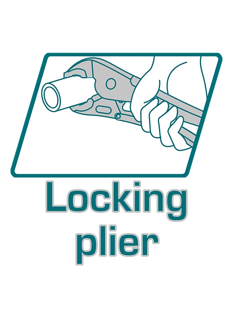 TOTAL Professional 7-Inch Curved Jaw Locking Pliers, Carbon Steel, Nickel Plated Finish, HRC38-48 Hardened, 38mm Opening Range - Image 5