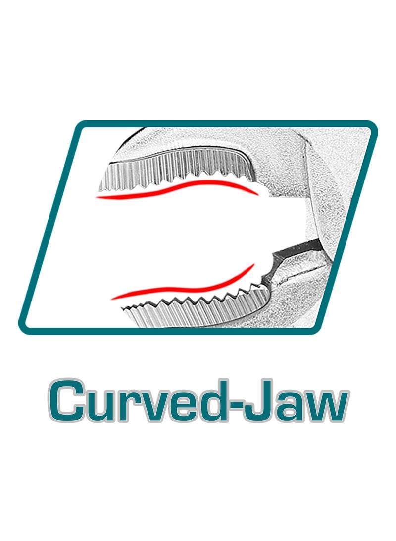 TOTAL Professional 7-Inch Curved Jaw Locking Pliers, Carbon Steel, Nickel Plated Finish, HRC38-48 Hardened, 38mm Opening Range - Image 4