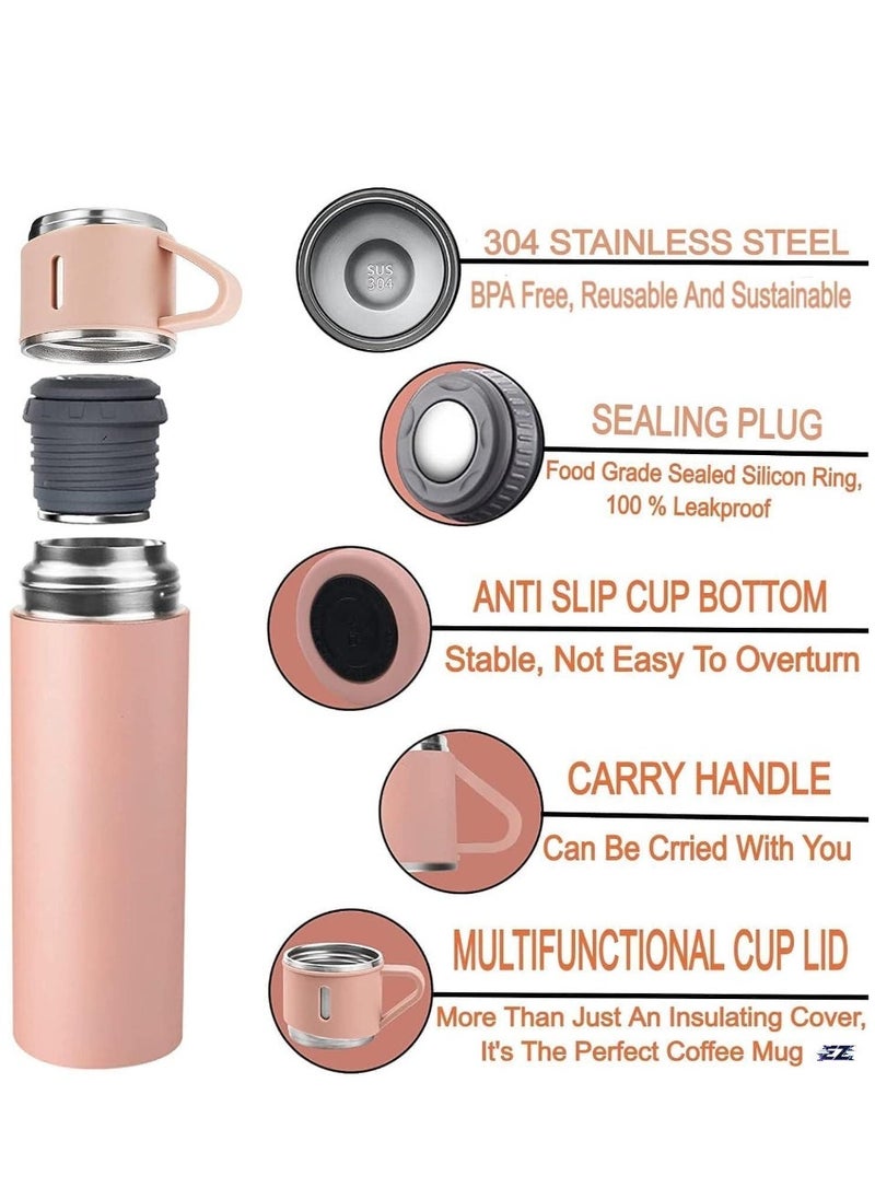 ELTRAZONE NEW Vacuum Insulated Flask 500ml/17.6oz Stainless Steel Thermo-Bottle with Cup for Coffee, Water, Hot & Cold Drinks – Pink - Image 2
