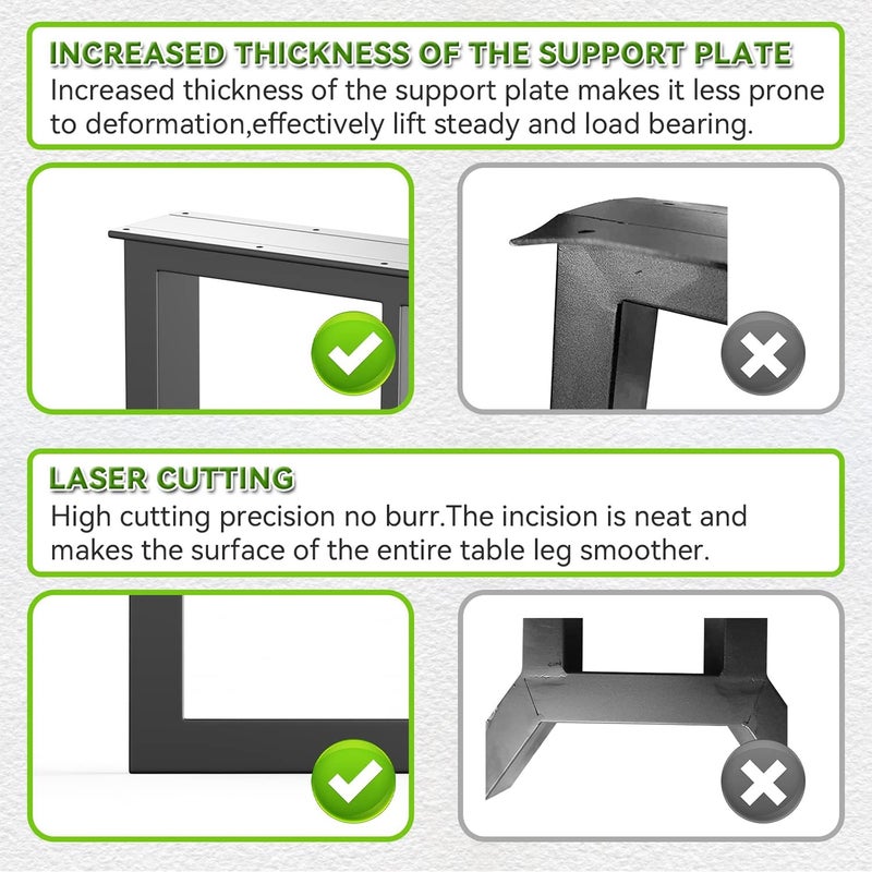Ventuos Metal Table Legs 28 in H x 177 in WSquare Black for TableMetal Desk LegsDiningSet of 2 DIY SteelComputerOffice Table Leg - Image 4