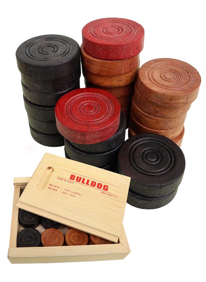 Toyshine Toyshine Bulldong Wooden Case Carrom Playing Coins | 24 Wooden Coins  - Image 1