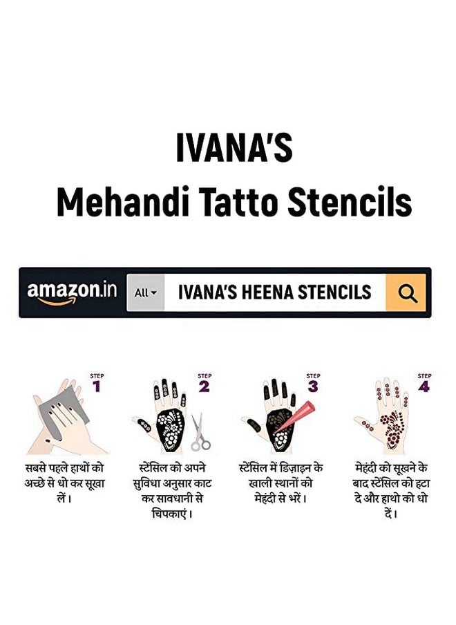 ivana's - Ivana's Heena Stencils Mehandi Sticker for Hand | Body | Fingure | Face for Women, Girls and Kids, Pack of 2 Pcs, NIV-32 - Image 1