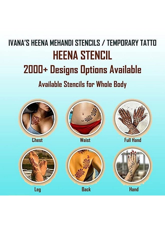 ivana's - Ivana's Heena Stencils Mehandi Sticker for Hand | Body | Fingure | Face for Women, Girls and Kids, Pack of 2 Pcs, NIV-32 - Image 1