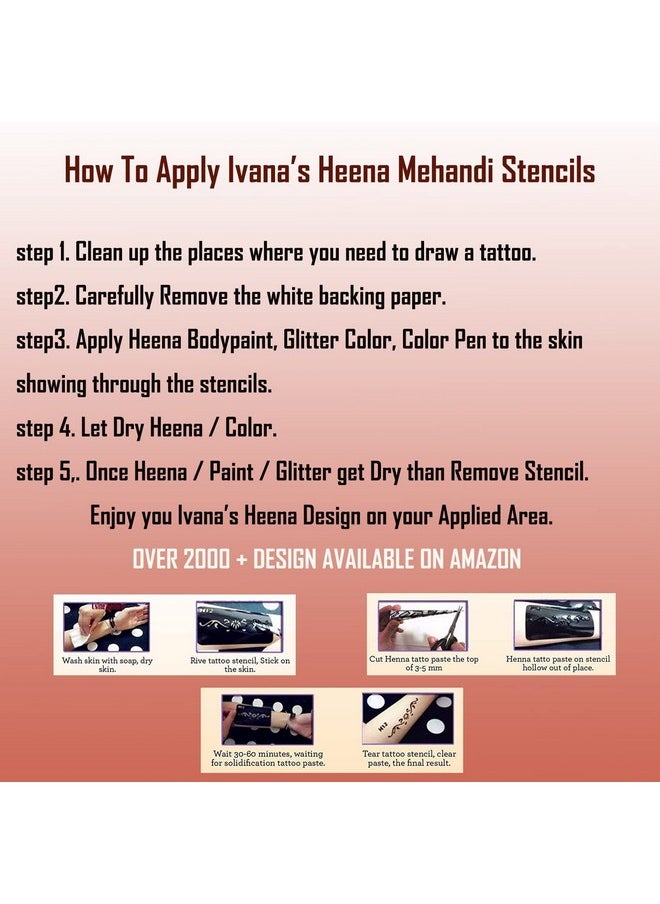 ivana's - Ivana's Heena Stencils Mehandi Sticker for Hand | Body | Fingure | Face for Women, Girls and Kids, Pack of 2 Pcs, NIV-32 - Image 1