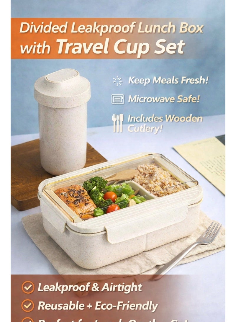 عرض رمضان طقم حقائب غداء وافطار معزولة أنيق مع كوب للقهوة او العصير مكون من 3 قطع مع صندوق غداء مقسم وكوب سفر - تخزين طعام حراري محمول للمدرسة والمكتب والاستخدام الخارجي - مقاوم للتسرب، خفيف الوزن وقابل لإعادة الاستخدام - Image 3