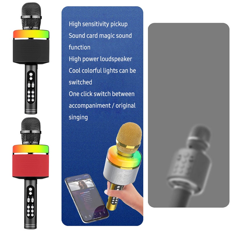 Wireless BT Karaoke Microphone: Red, 1800mAh Battery, 360° KTV Stereo Sound - BT 5.0 10m Range, Noise Reduction, Multifunctional Mic Speaker for Home, Party, Android & iOS Users - Image 4