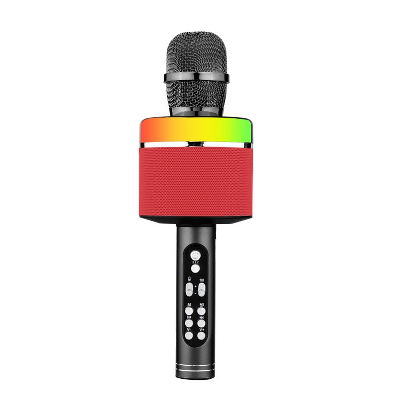 Wireless BT Karaoke Microphone: Red, 1800mAh Battery, 360° KTV Stereo Sound - BT 5.0 10m Range, Noise Reduction, Multifunctional Mic Speaker for Home, Party, Android & iOS Users - Image 1