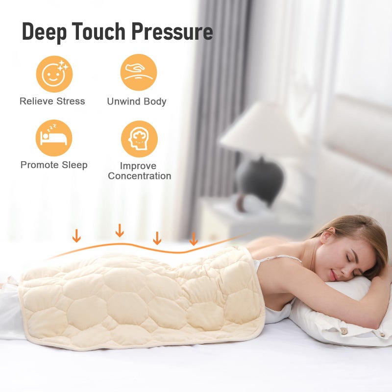 Wemore Weighted Lap Blanket 7lbs for Adults and Kids, Small Weighted Blanket for Travel, Calming, Relaxing, Napping and Sleeping, All-Season Weighted Lap Pad, Machine Washable, Beige 24x29 inches - Image 2