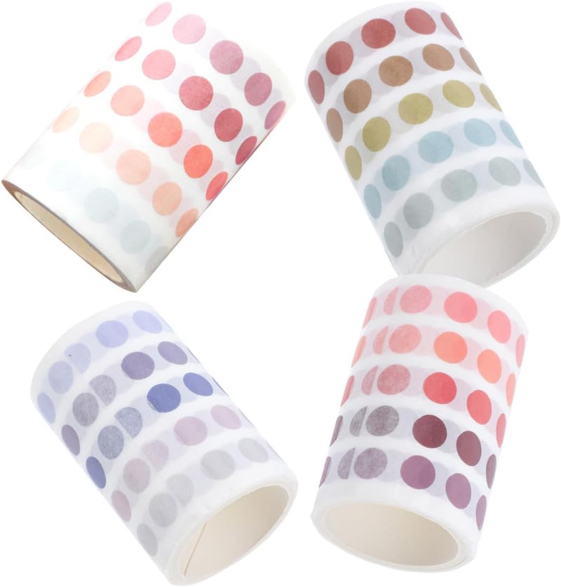 BESTonZON 4Pcs DIY Decorative Dot Sticker Tapes for Scrapbooking and Journaling, Adhesive Polka Dot Stickers for Crafts, Random Style, Suitable for DIY Craft Projects and Stationery - Image 1