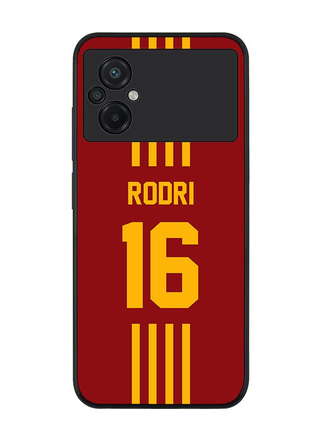 Stylizedd Rugged Black edge case for Xiaomi Poco M5 Slim fit Soft Case Flexible Rubber Edges Anti Drop TPU Gel Thin Cover - Football Team - Spain Player Name - Rodri - Image 1