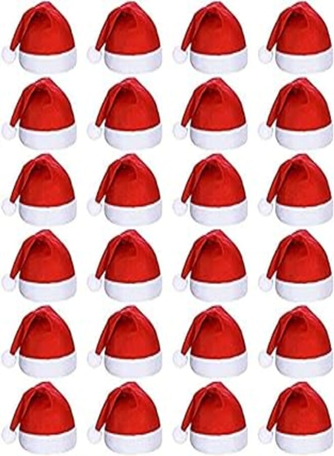 24 Set Non-Woven Cloth Santa Hat Christmas Caps for for Adults and Children Christmas Red 