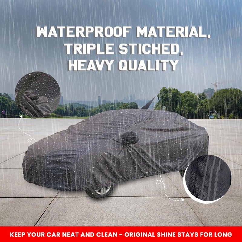 Autofact Waterproof Car Body Cover Compatible with Honda Amaze (2011 to 2017) with Mirror and Antenna Pockets, 4 x 4 American Matty, Long Lasting Strong Durable Material, Grey Color - Image 2
