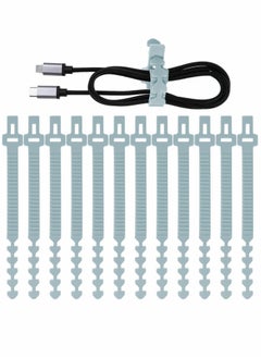 Generic Self-Locking Silicone Cable Ties, 9.5Inch Long Cord Organizer for Phone, Computer, TV, All Appliances, Multi-Purpose Wire Management in Home, Kitchen, Office, School, Workshop 12pcs  (Blue)  - Image 1
