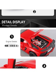 LAMBORGHINI Alloy Collectible Lambo Toy Car Model Pull Back Die-Cast Vehicle with Lights and Sound  - Image 2