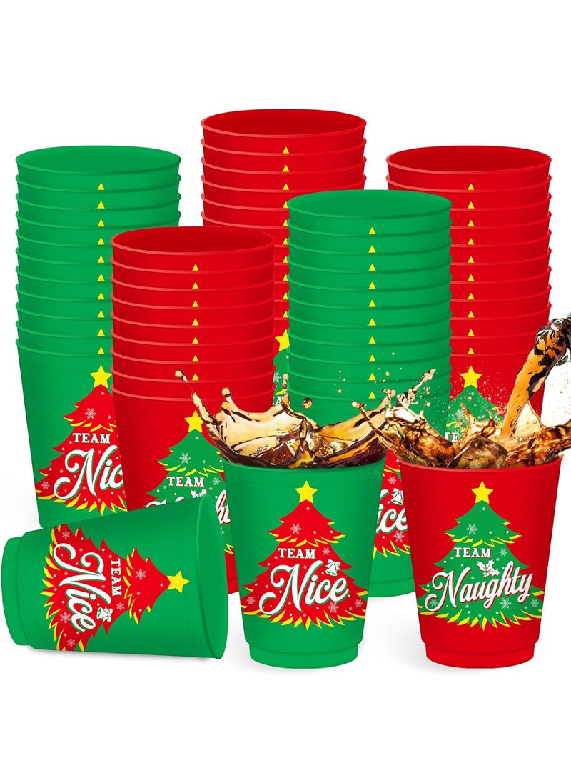 Nuenen Nuenen 24 Pcs Plastic Cups  16 Oz Christmas Party Reusable Team Naughty or Nice Cups for Beverage Drinking Holiday Xmas Party Tableware Decoration  - Image 1