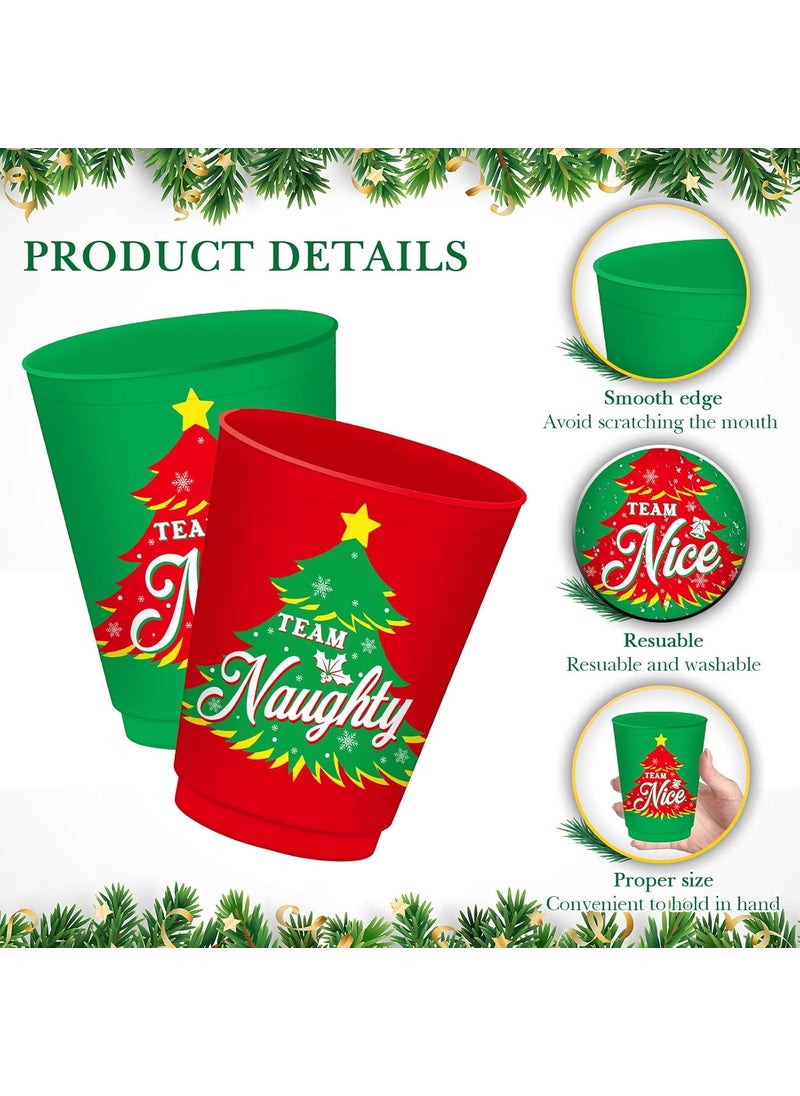 Nuenen Nuenen 24 Pcs Plastic Cups  16 Oz Christmas Party Reusable Team Naughty or Nice Cups for Beverage Drinking Holiday Xmas Party Tableware Decoration  - Image 3