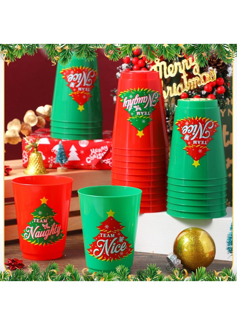 Nuenen Nuenen 24 Pcs Plastic Cups  16 Oz Christmas Party Reusable Team Naughty or Nice Cups for Beverage Drinking Holiday Xmas Party Tableware Decoration  - Image 4