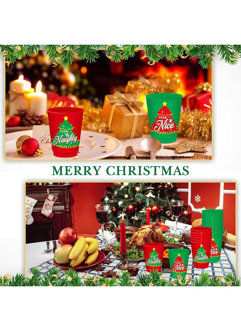 Nuenen Nuenen 24 Pcs Plastic Cups  16 Oz Christmas Party Reusable Team Naughty or Nice Cups for Beverage Drinking Holiday Xmas Party Tableware Decoration  - Image 5