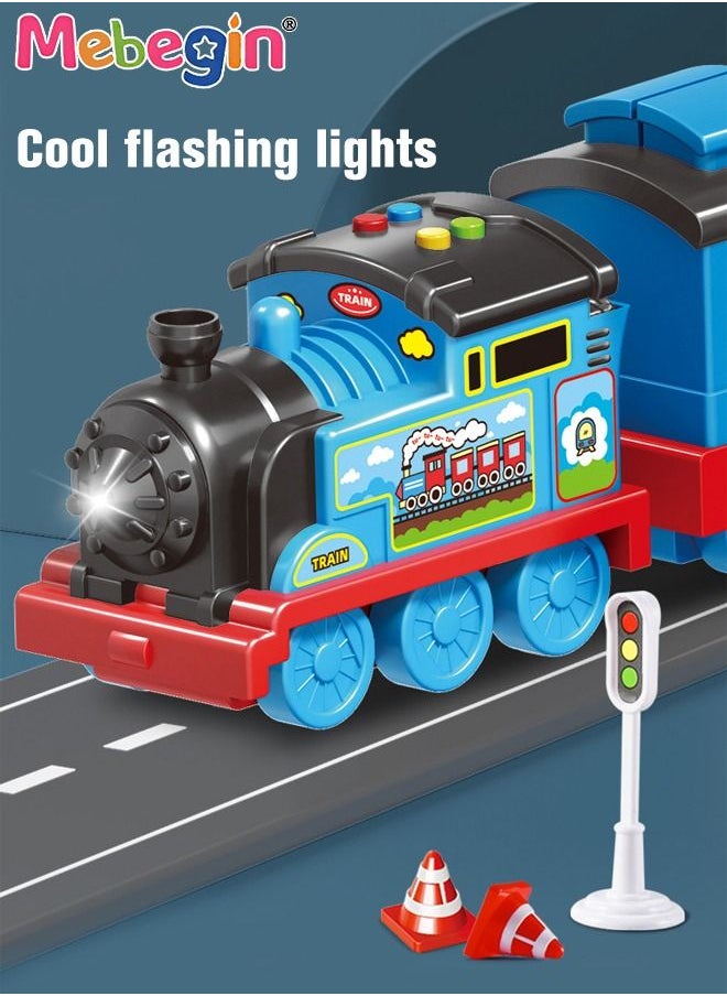 MEBEGIN Train Track Storage Car Model Deformation Ejection Track Car Children's Parking Lot Toys With 6 Sliding Cars Dino Track Vehicle Birthday Gift for Boys Girls  - Image 5