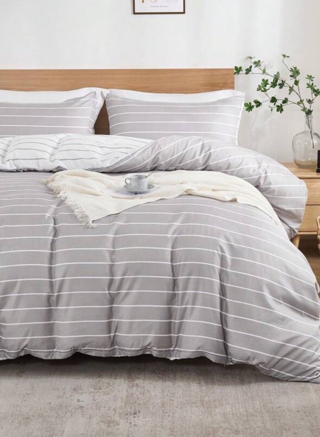 LUNA Home Queen size 6 pieces Bedding Set without filler, Posh Stripe Design - Image 3