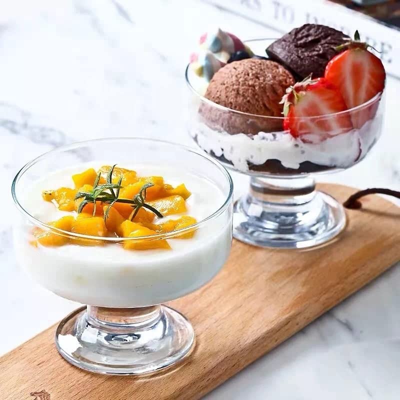 shreenath craft Glass Ice Cream Bowls Set Salad Dessert Serving Bowls Tableware Set 265 ml Crystal Clear 6 - Image 1