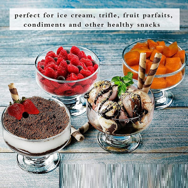 shreenath craft Glass Ice Cream Bowls Set Salad Dessert Serving Bowls Tableware Set 265 ml Crystal Clear 6 - Image 4