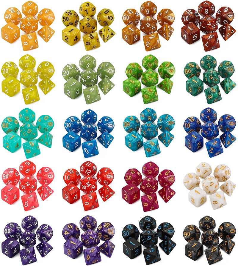QMay DND Dice Set -25x7 (175pcs) Polyhedral Dice Compatible with Dungeons and Dragons D&D RPG MTG Table Games.25 Sets of 7 dice and a dice Bag - Image 2