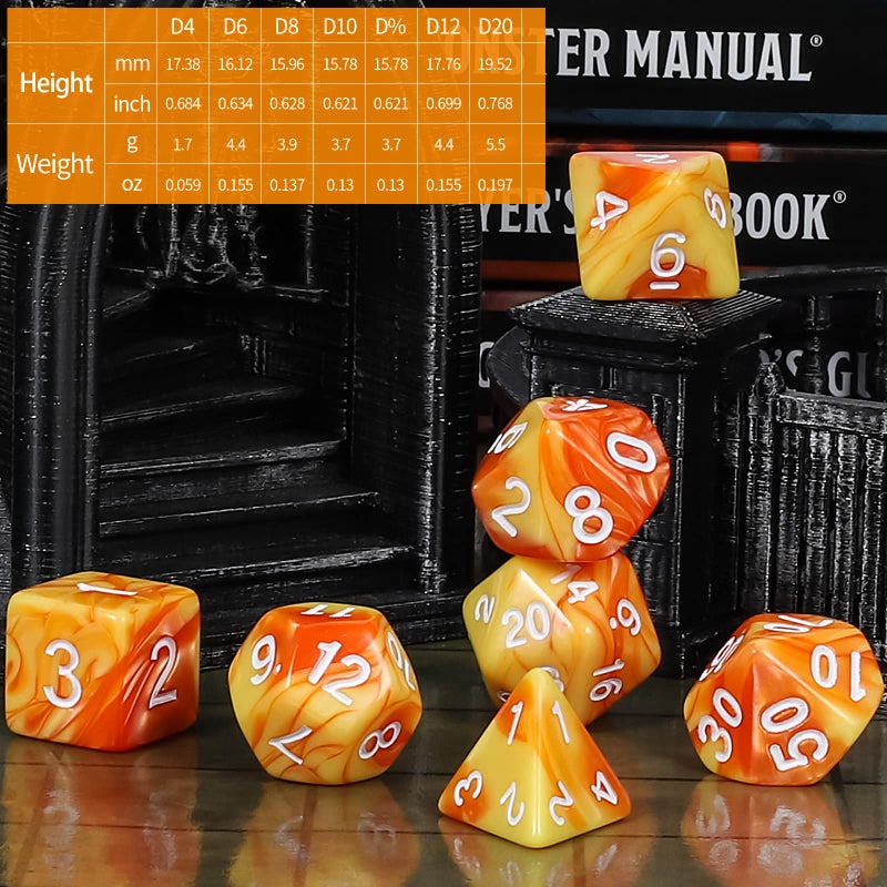 QMay DND Dice Set -25x7 (175pcs) Polyhedral Dice Compatible with Dungeons and Dragons D&D RPG MTG Table Games.25 Sets of 7 dice and a dice Bag - Image 4