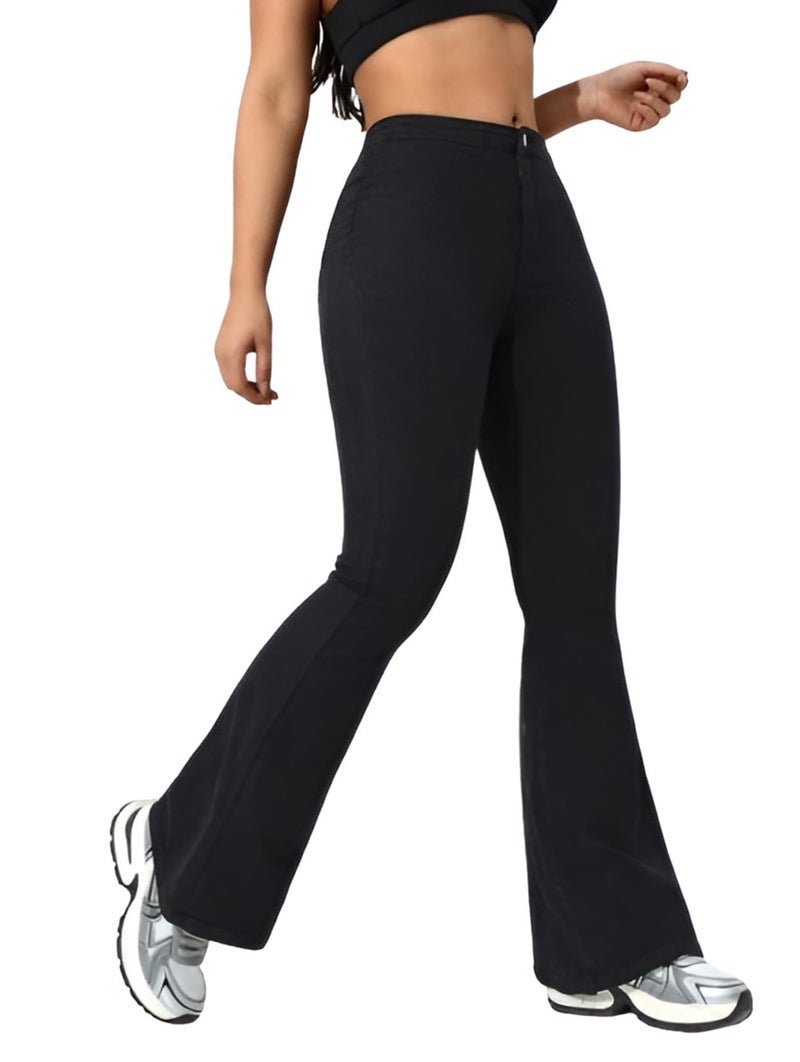Ben Martin Women’s Black High Waist Jeans || Flared Bell Bottom Bootcut Pants || Wide Leg Stretch Denim – Perfect for Travel, Party & Everyday Use – Sizes 36 (1) - Image 1