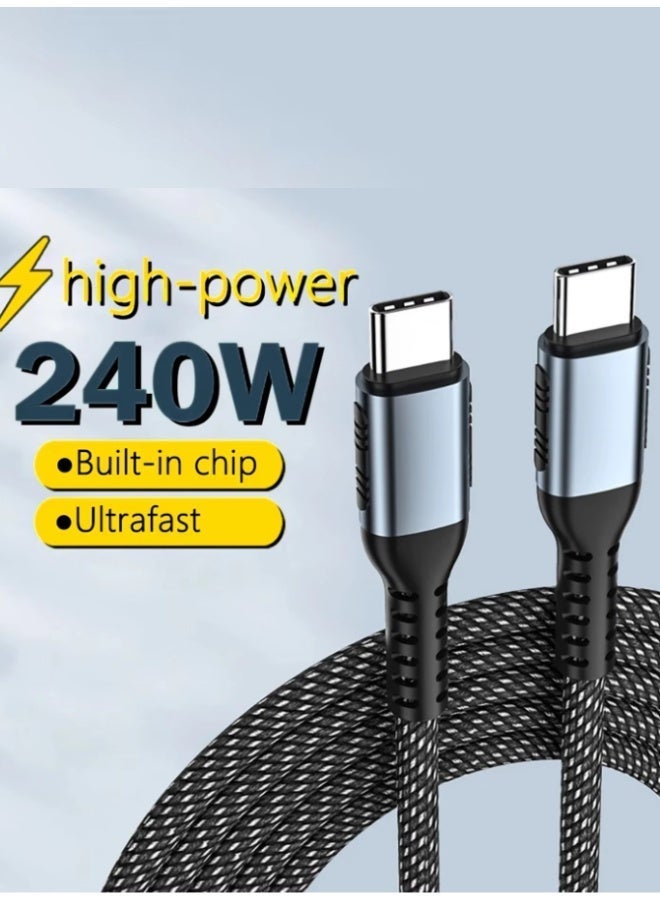 Outdoor.Market 240W USB-C to USB-C Cable 2M – Braided Nylon Type-C Fast Charging and Data Transfer Cable for iPhone 17/16 Series, MacBook, Samsung S24/S23 Ultra, iPad, Laptop – Black - Image 3