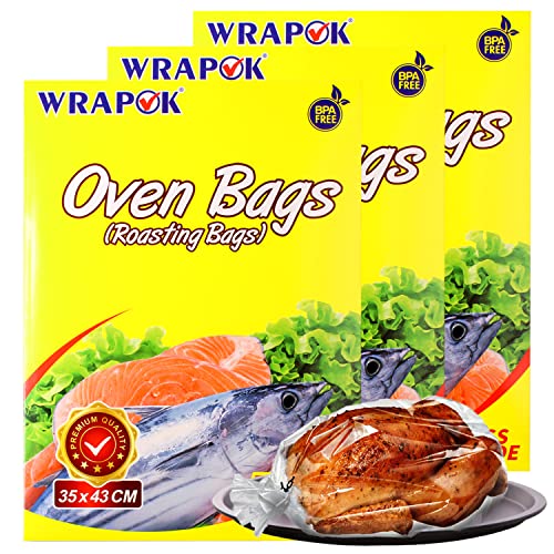 WRAPOK Oven Cooking Bags Medium Size Roasting Baking Bag for Meats Ham Ribs Poultry Seafood on Thanksgiving, 14 x 17 Inch - 15 Bags Total(Pack of 3) - Image 1