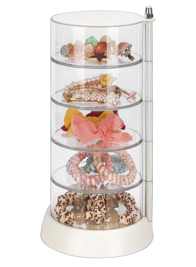 JessLab Hair Accessories Organizer, Clear 5-Layer Acrylic Organizer for Girl Hair Tie, Classify Storage by Layer Box for Hair Accessories & Bracelets Rings Bangles - Image 1