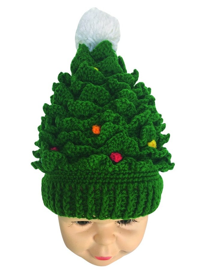 Kafeimali Baby Christmas Tree Knit Hat Green Red Crochet Beanie Reindeer Caps (Green) - Image 4