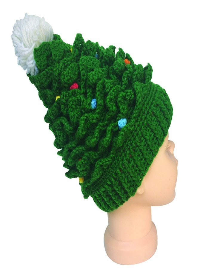 Kafeimali Baby Christmas Tree Knit Hat Green Red Crochet Beanie Reindeer Caps (Green) - Image 3