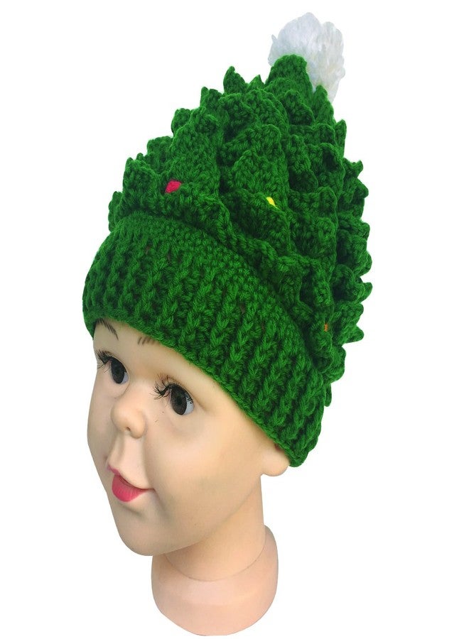 Kafeimali Baby Christmas Tree Knit Hat Green Red Crochet Beanie Reindeer Caps (Green) - Image 5