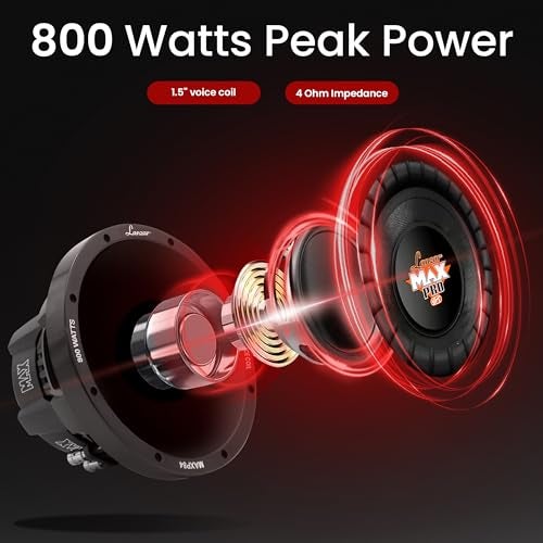 Lanzar 8 inch Car Subwoofer Speaker - Black Non-Pressed Paper Cone, Aluminum Voice Coil, 4 Ohm Impedance, 800 Watt Power and Foam Edge Suspension for Vehicle Audio Stereo Sound System - MAXP84 - Image 5