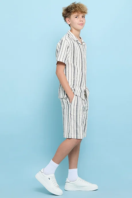 R&b Striped Shorts with Drawstring Waist